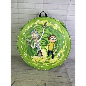 Rick And Morty Portal Circular Round Cosplay Backpack Book Bag Green NEW